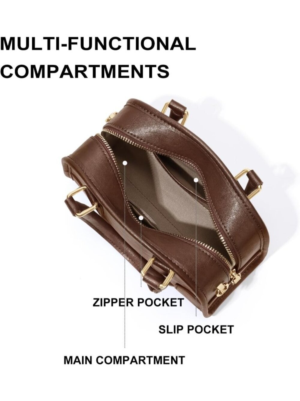 Women Brown Leather Ladies Cute Mini Adjustable Strap Handbags Crossbody Bag - Picture 4 of 6